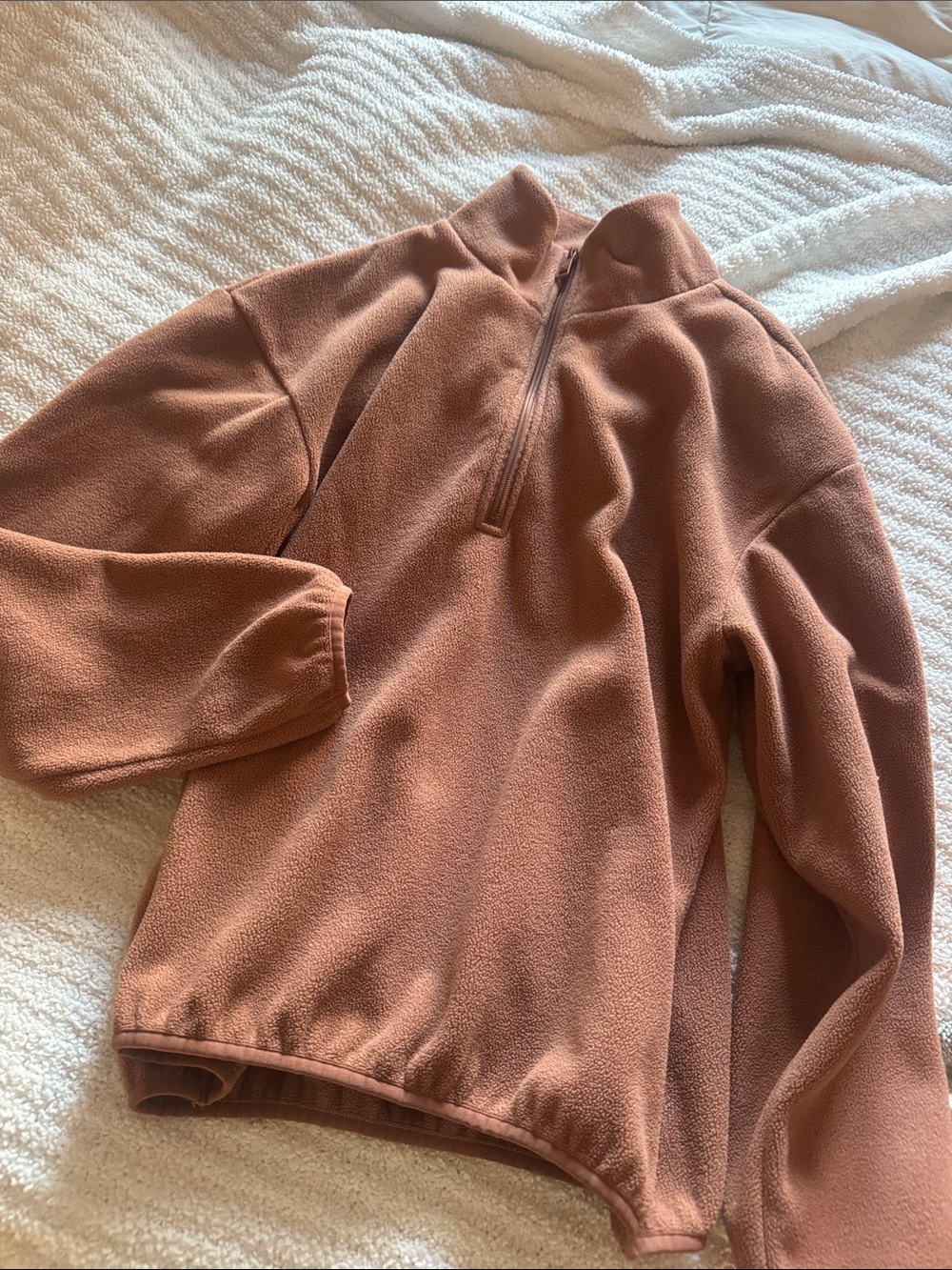 Beyond Yoga Quarter-Zip Fleece Pullover - Brown/ Dusty Rose